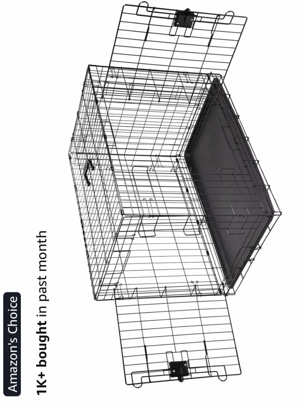Foldable Black Wire Dog Crate with Removable Tray